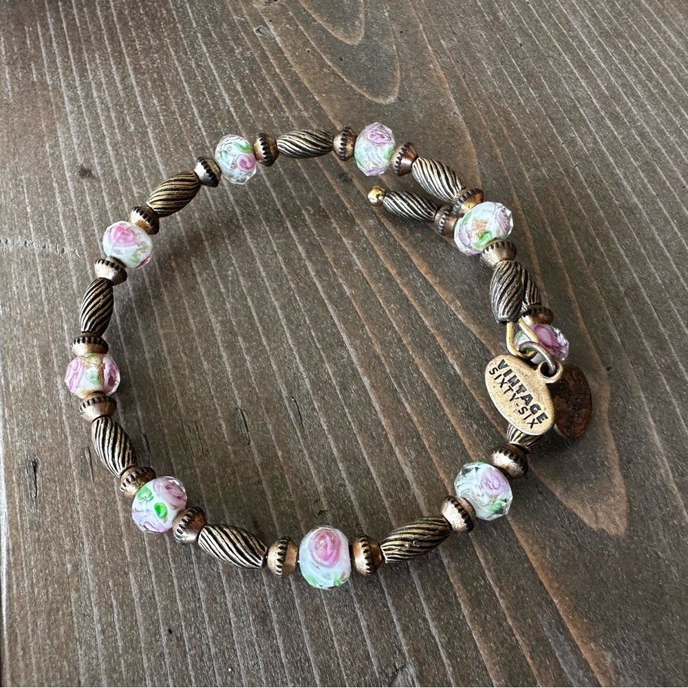 Alex and Ani rose bead bracelet in gold